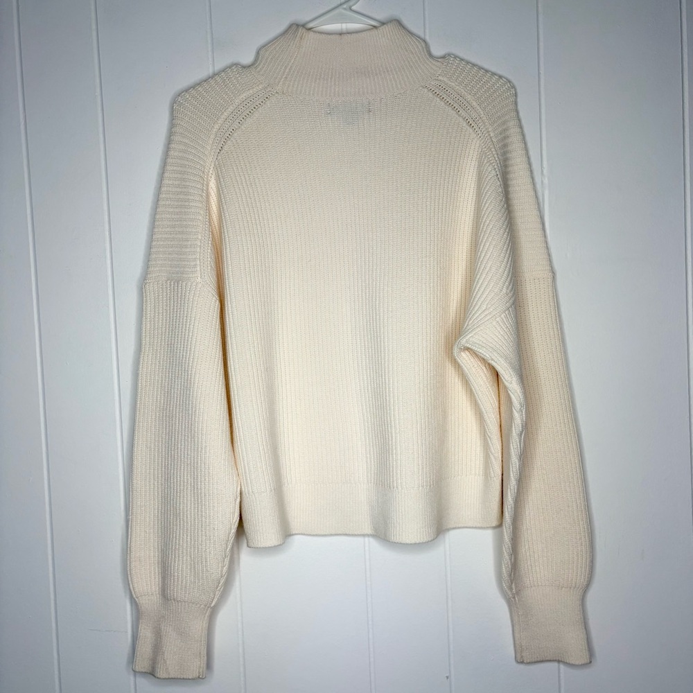 J. Crew Ribbed Turtleneck in Stretch Yarn Sweater Ivory Cream Size Large Classic - Picture 8 of 8
